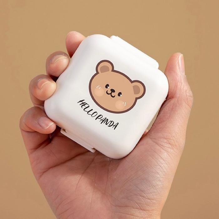 kotak obat travel tempat vitamin seal proof kedap gambar beruang lucu untuk dewasa dan anak OBAT01