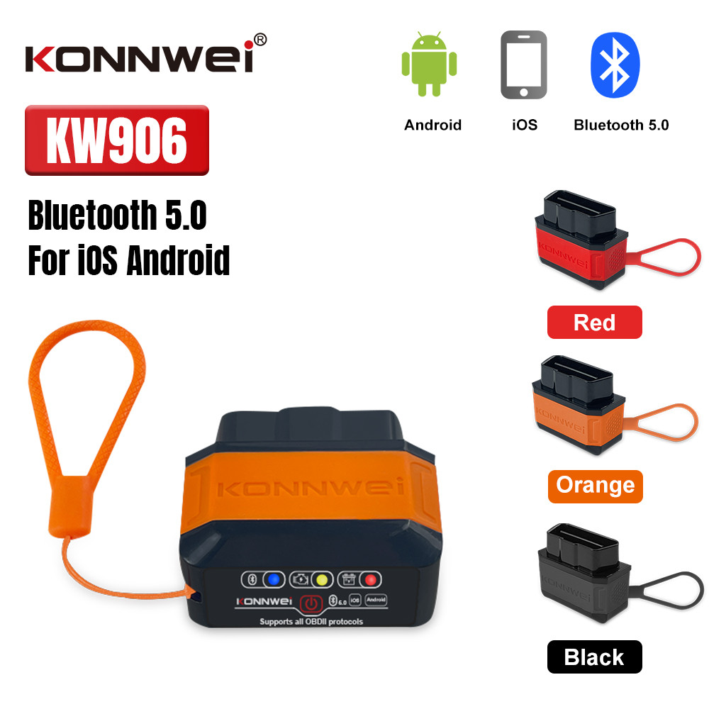 Konnwei Kw906 Elm327 V1.5 Obd2 Scanners Bluetooth 5.0 For Android/Ios Elm 327 Obd 2 Car Diagnostic