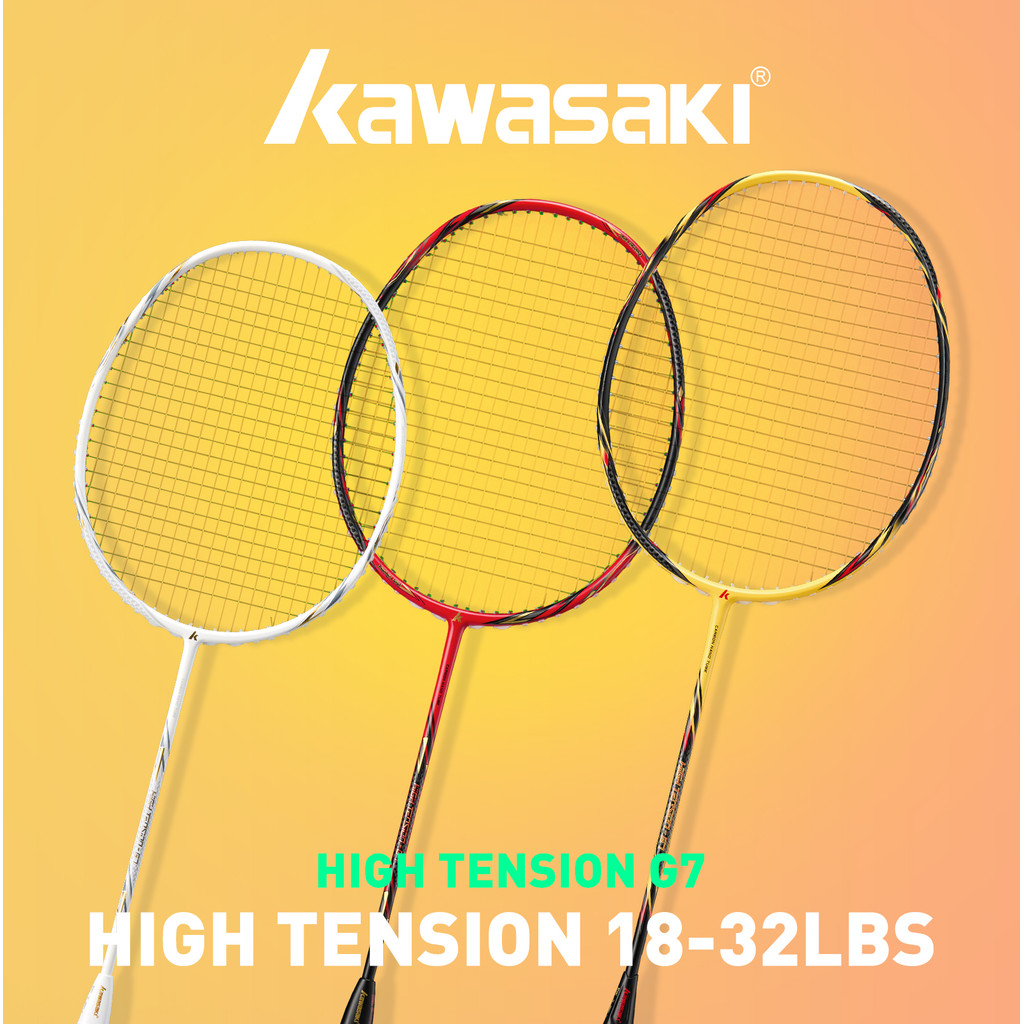 Kawasaki Full Carbon Fiber High Tension G7 Badminton Racket 5U 782G Head Heavy Attack Raquette