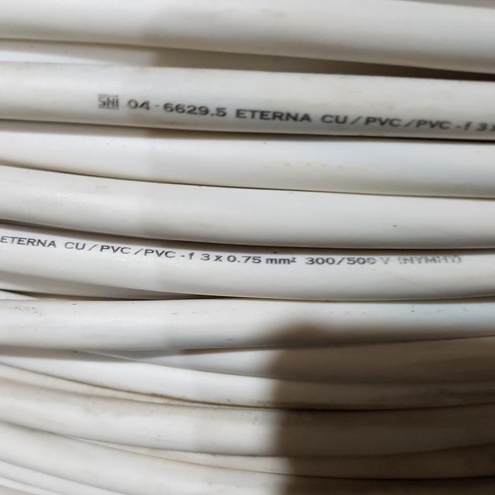 Eterna NYMHY 3 x 0.75 MM Meteran / Kabel Listrik Putih Serabut Tembaga NYM HY 3x0.75 MM Ecer Per