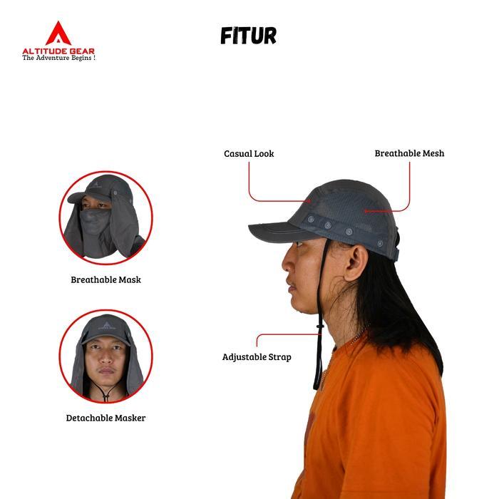Eiger Adventur'e - Altitude Gear Fishing Hat Topi Pancing Anti UV Masker Jepang Outdoor Hiking