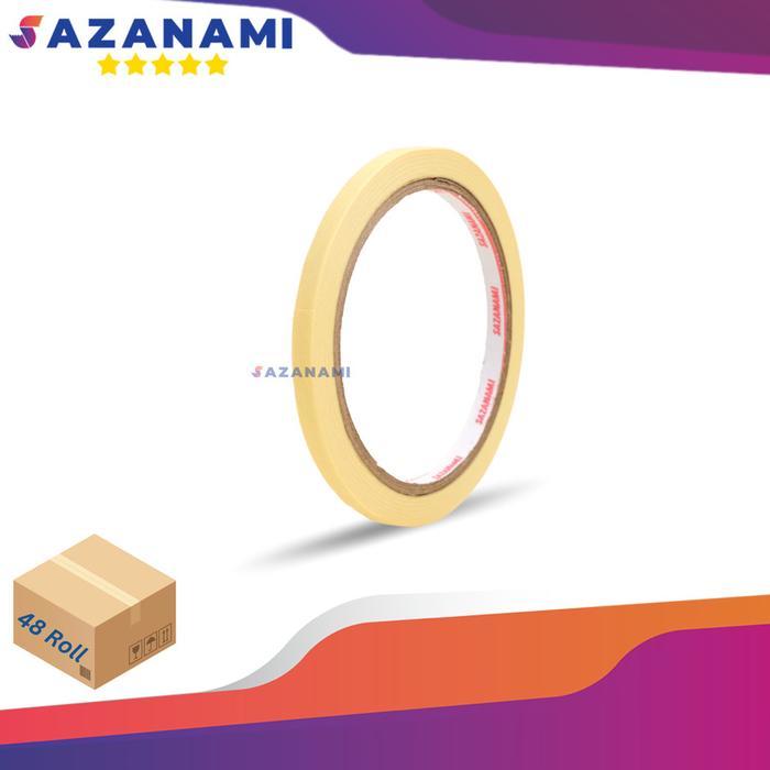 3b88t- 1 Pack Lakban Kertas Masking Tape 1/4" Inch 6Mm X 21M Sazanami 48 Roll