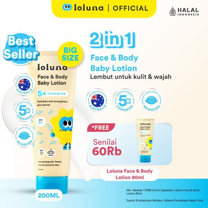 BERKUALITAS! LOLUNA Krim Wajah & Badan Bayi Anak - 200ml