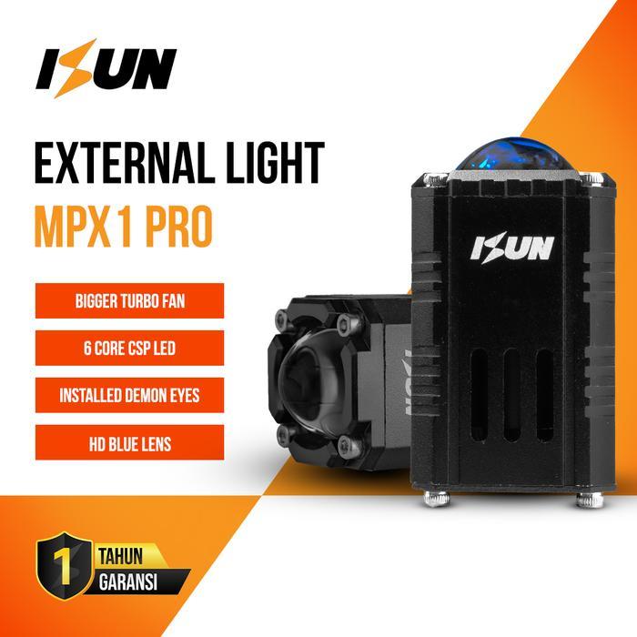 ISUN MPX1 PRO Lampu LED Mini Projie ISUN dengan Blue Lens Demon Eyes dan Kipas Pendingin DC9-80V/60W