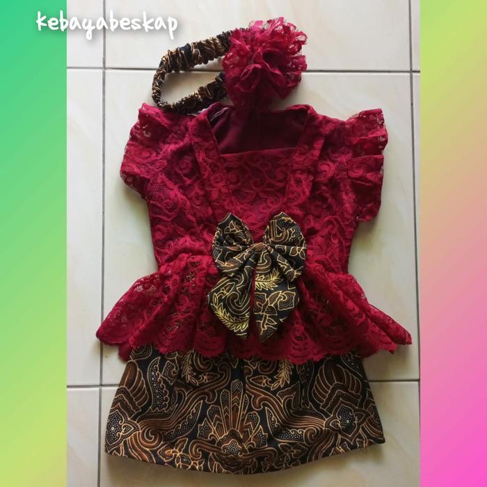 TERMURAH kebaya bayi moderen brokat/kebaya anak merah marun mustard kuning READY STOCK
