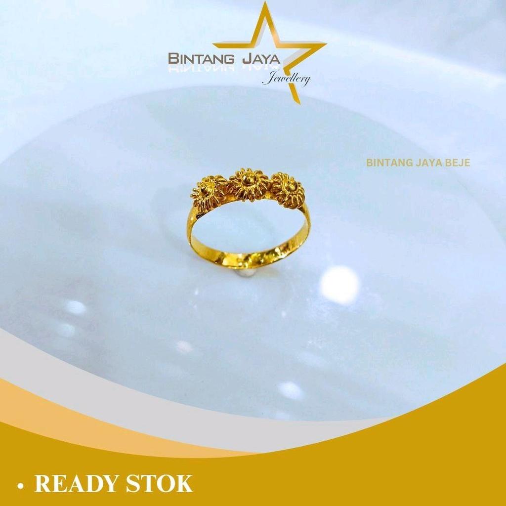 Cincin Emas Asli - LM Matahari Sebaris No 19 TA - Kadar LM99 - Berat 3gr - Size 19 - Berkilau mewah 