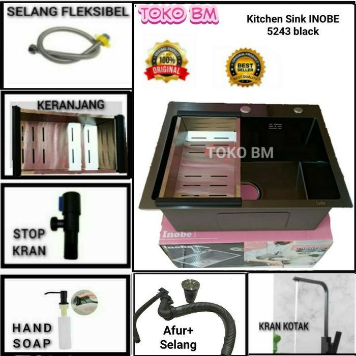 nozv- Kitchen Sink Jkm 5243 Hitam Doff/Sink Jkm 5243 Black Stainless Sus 304