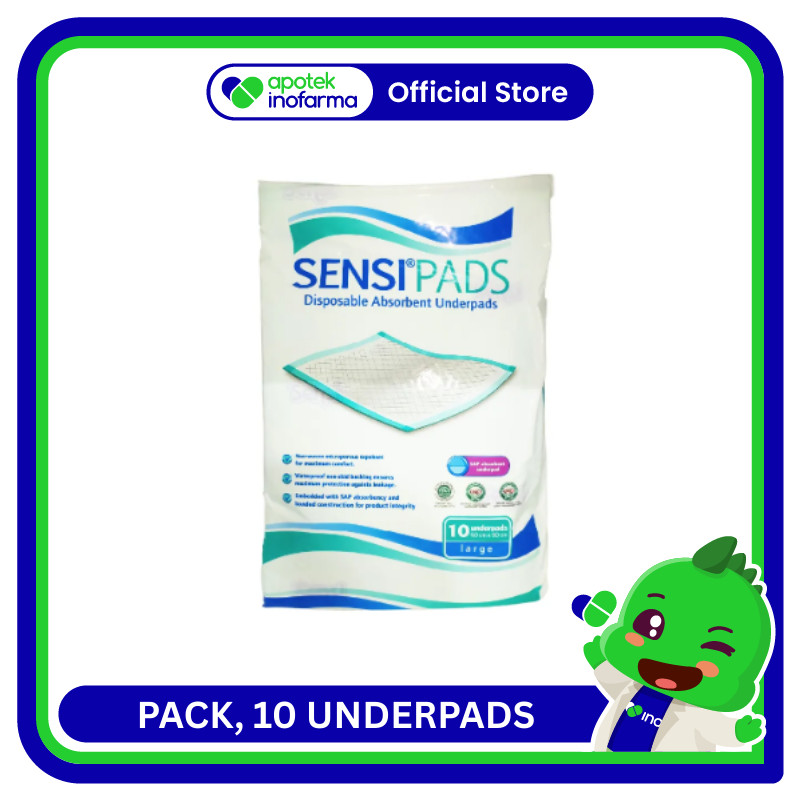 SENSI PADS DISPOSABLE ABSORBENT UNDERPADS (L) Arista Latindo 1 PACK (10)