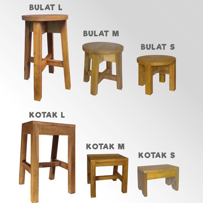 Kursi Bangku Jongkok / Dingklik Kayu Nangka Tipe Bulat Small Original