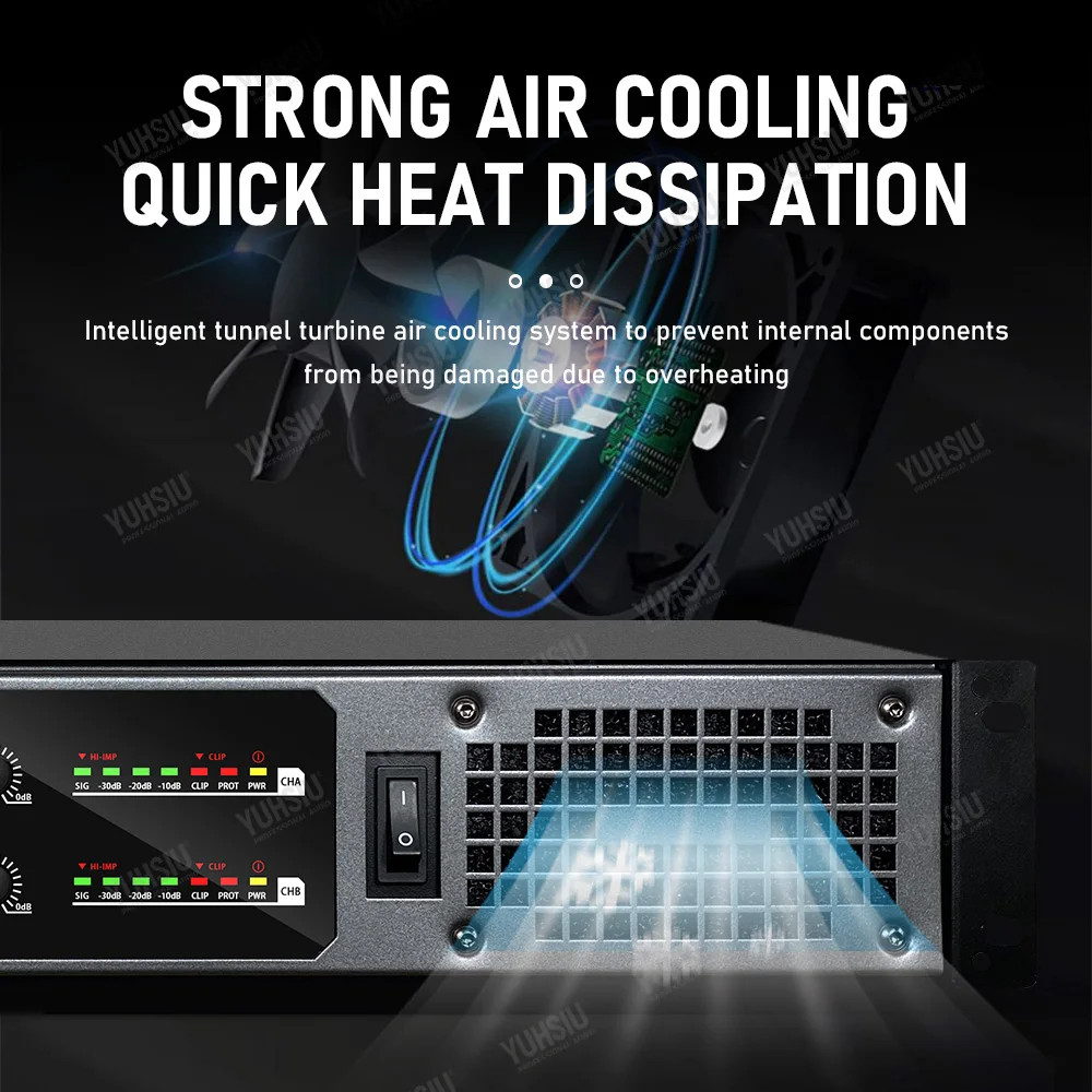 Yuhsiu Professional 2U Digital Amp Class D Hifi High Power Amplifier