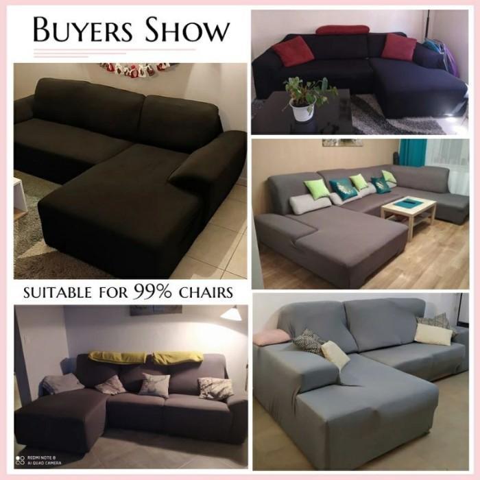 COVER SOFA L SHAPED SIKU SUDUT SARUNG SOFA POLOS STRETCH ELASTIS