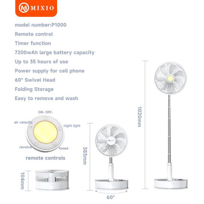 xeyt- Mixio P11 Kipas Angin Lipat Fan Portable Remote Control Auto Swing
