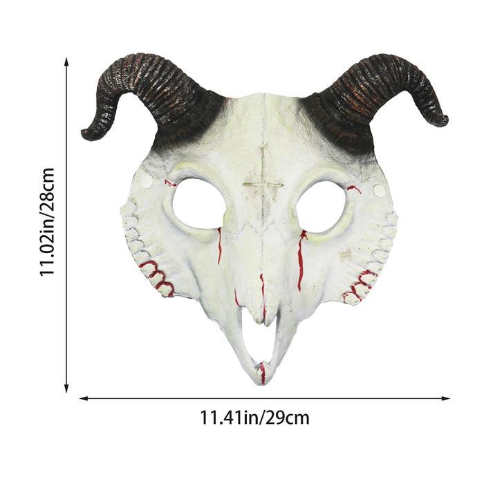 Halloween Topeng Tengkorak Kambing Setengah Wajah Masquerade Cosplay
