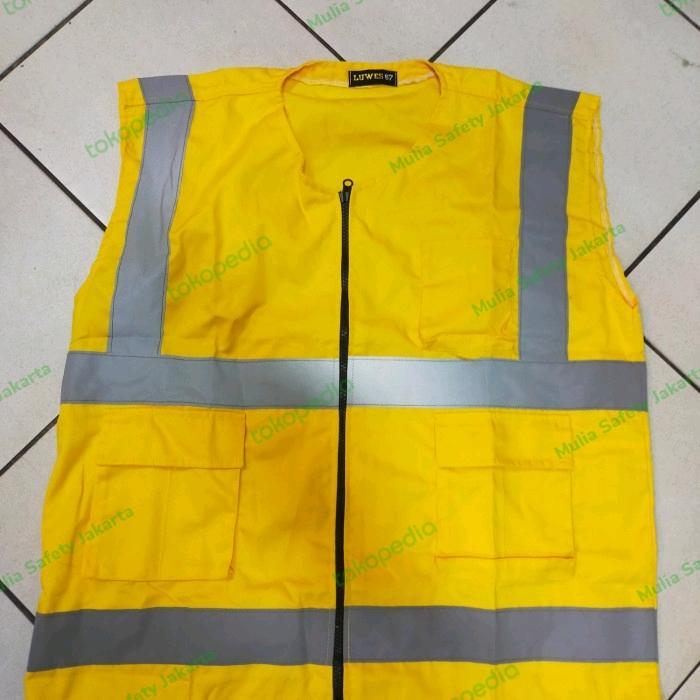 Rompi safety proyek bahan American drill kuning/ Rompi safety kuning