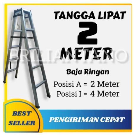PROMO  TANGGA LIPAT 2 METER BAJA RINGAN SUPER KUAT & BERKUALITAS TIANG BESI KARET BEST SELLER