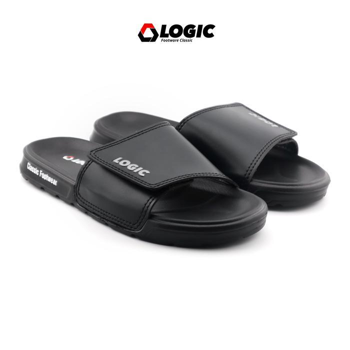 TERMURAH Logic - Sandal Selop Pria Kekinian Simple Velcro Silver Sendal Selop Shoes