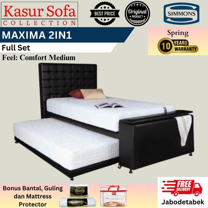 Full Set Simmons Maxima 2In1 Kasur/Matrass/Mattress/Springbed Anak Susun/Tingkat 2 In 1 Sorong