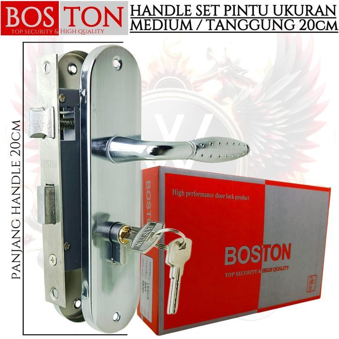Jimali.Fabilo - Boston Handle Pintu 25Cm Medium Chrome Set Rumah Kantor