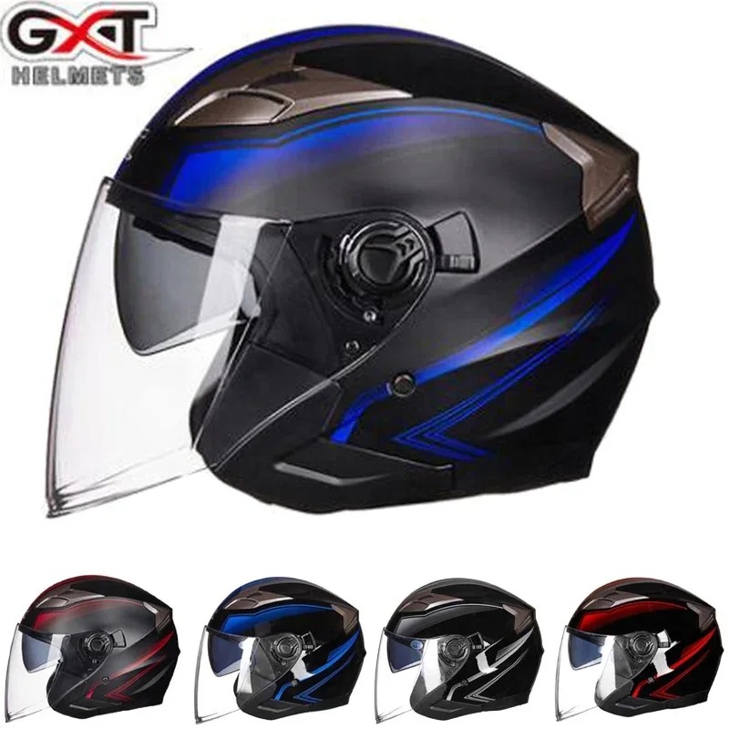 New Gxt 708 Double Visor Electric Motor Scooter Safety Helmet Men/Women Half Face Summer Motorcycle