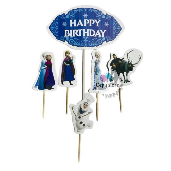 Termantab] Cake Topper Happy Birthday / Cake Topper Frozen / Hiasan Kue Frozen