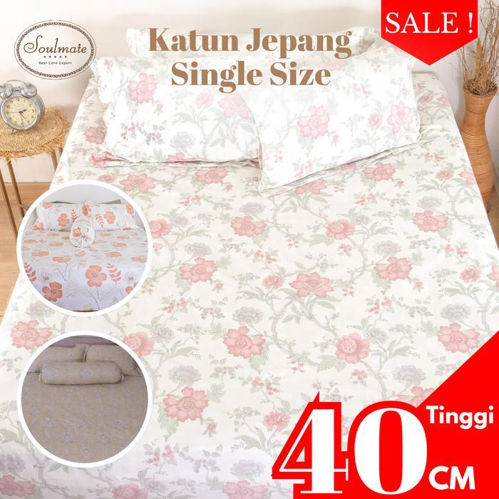 [SALE] Soulmate Sprei Katun Jepang Single Size 120x200 Tinggi 40cm
