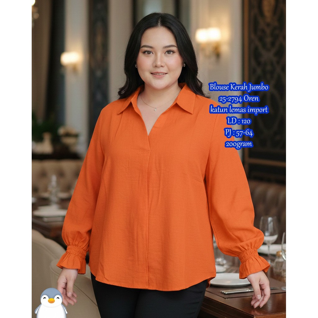 Blouse Kerah Jumbo 25-2794 Bahan katun lemas import LD : 120