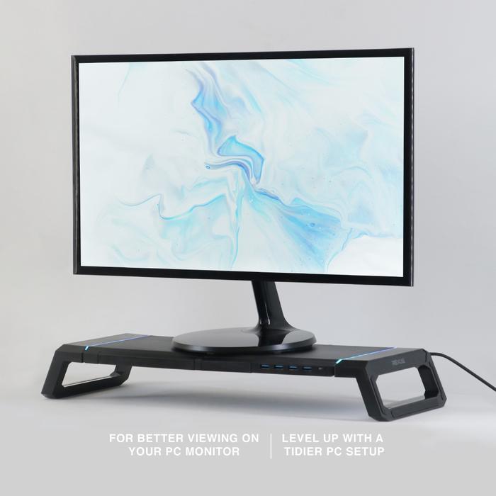 REXUS MONITOR STAND TRANT FP03: STAND MONITOR/LAPTOP LOGAM ERGONOMIS, HITAM/PUTIH, BEBAN HINGGA