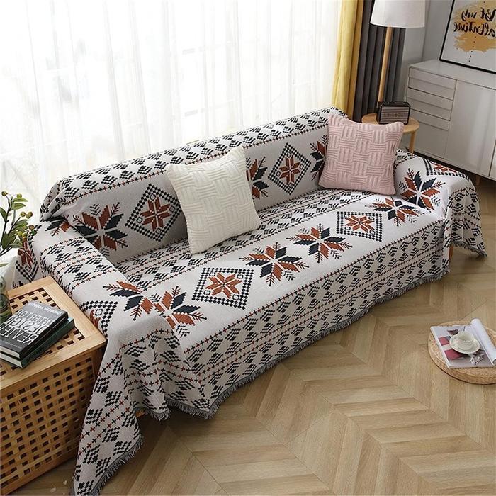 Bohean Cover Sofa Sarung Sofa Selimut Vintage Nordic Dekorasi Kain