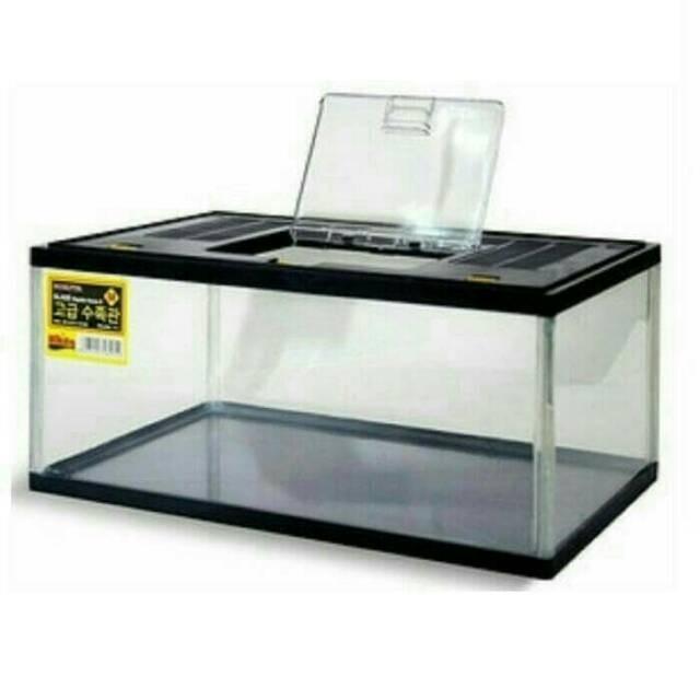 terarium Aquarium Reptil / kura kura ukuran M plus tutup