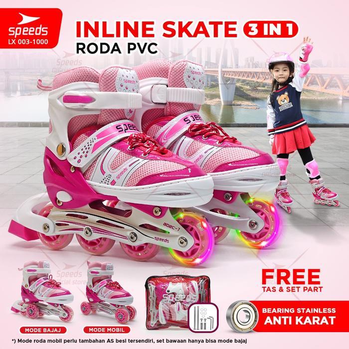 SEPATU RODA ANAK POWER KING INLINE RODA FULL KARET 666 BARANG IMPOR