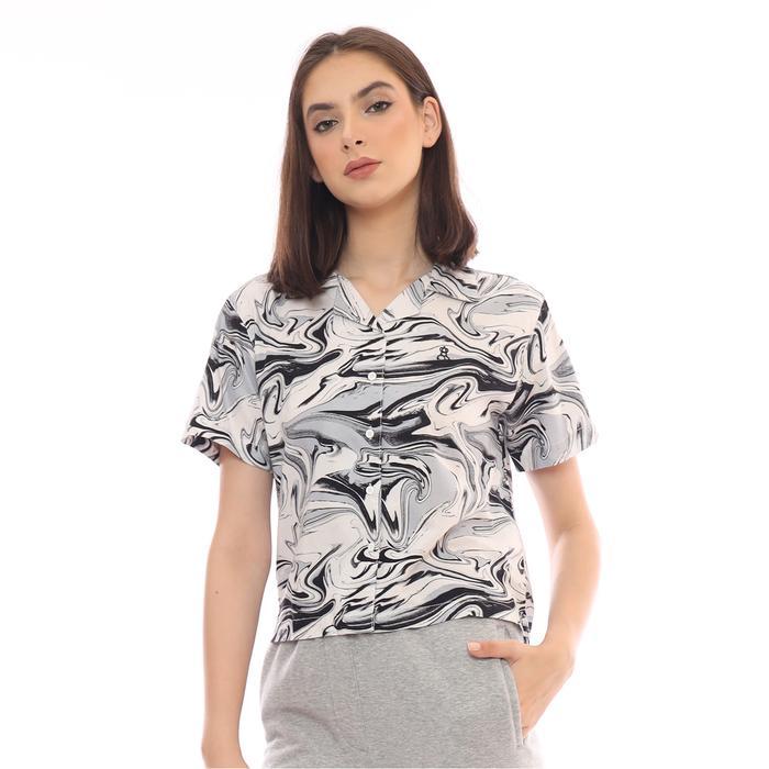 Juice Ematic Kemeja Lengan Pendek Wanita Putih Putih Hals Planet Surf
