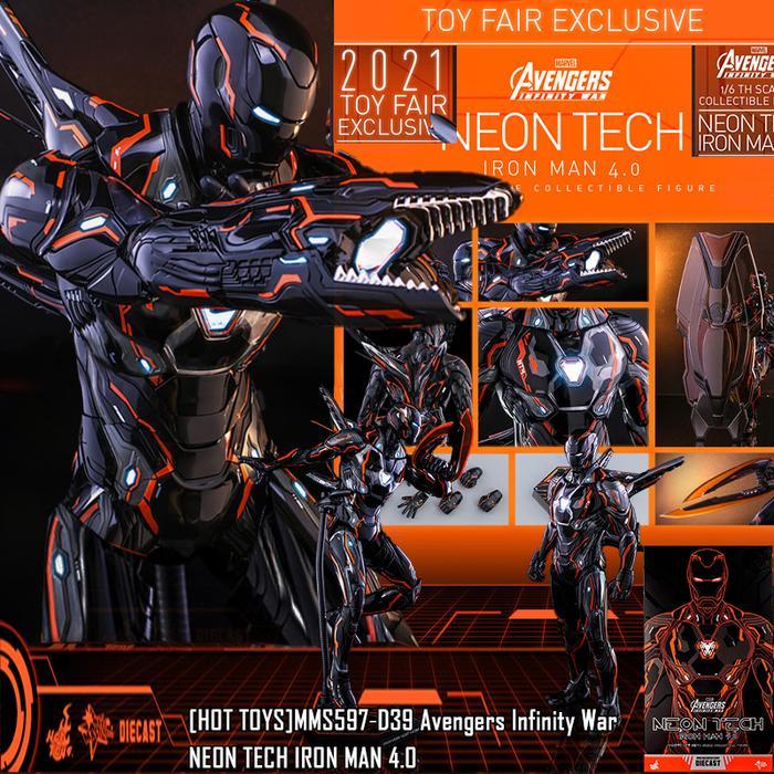 SALE READY HOT TOYS FIGURE IRON MAN MARK 50 NEON TECH 4.0 SUPERHERO AVENGERS INFINITY WAR EXCLUSIVE