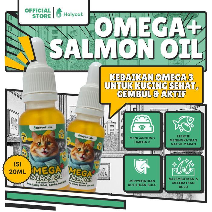 enimel- Holycatlabs Omega+ Salmon Oil Kebaikan Omega 3 Untuk Kucing Sehat, Gembul, Dan Aktif