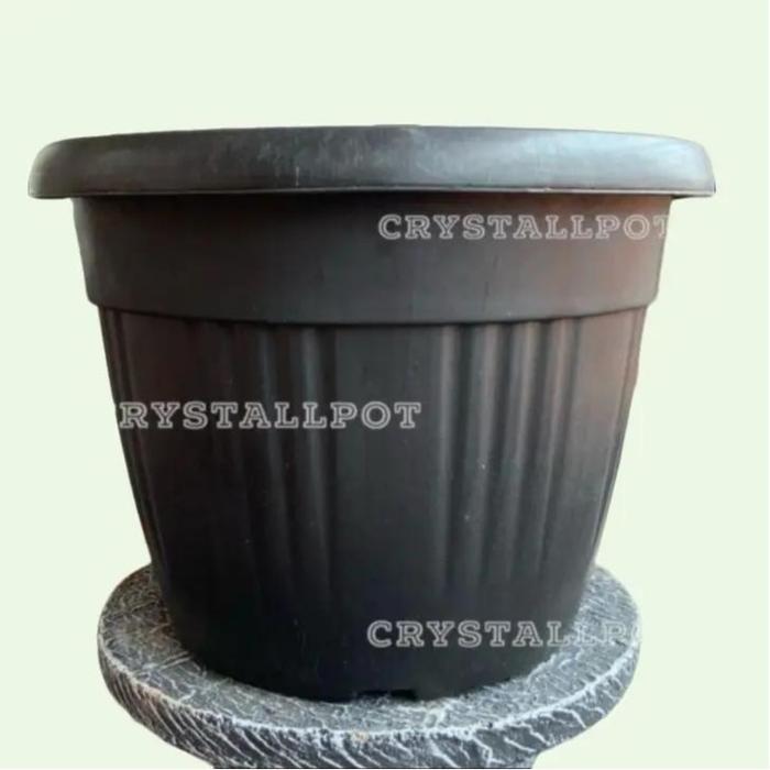 Pot Bunga Tanaman Plastik Grace 35 Hitam Kuping Bahan Tebal - GRACE 35 HITAM KUPING