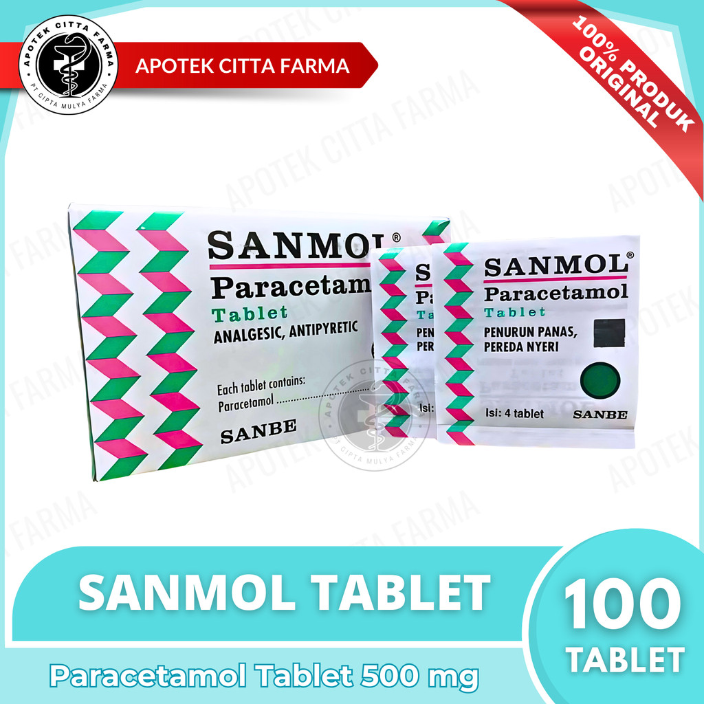 Sanmol Tablet Paracetamol 500 mg Tablet 1 Box - Obat Demam & Nyeri