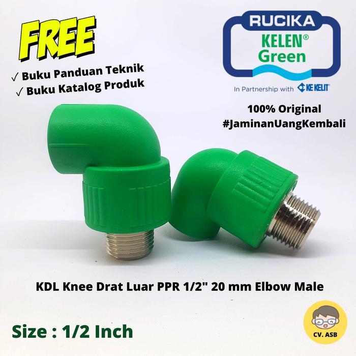 KDL Knee Drat Luar 90 PPR 1/2 20 mm Male Elbow Rucika Green Tigris