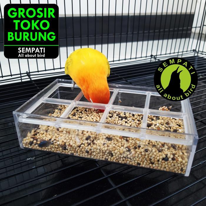 GOLDENIM- Wadah Pakan Koloni Akrilik Cepuk Ram Wadah Pakan Burung 12 Pcs Perpack