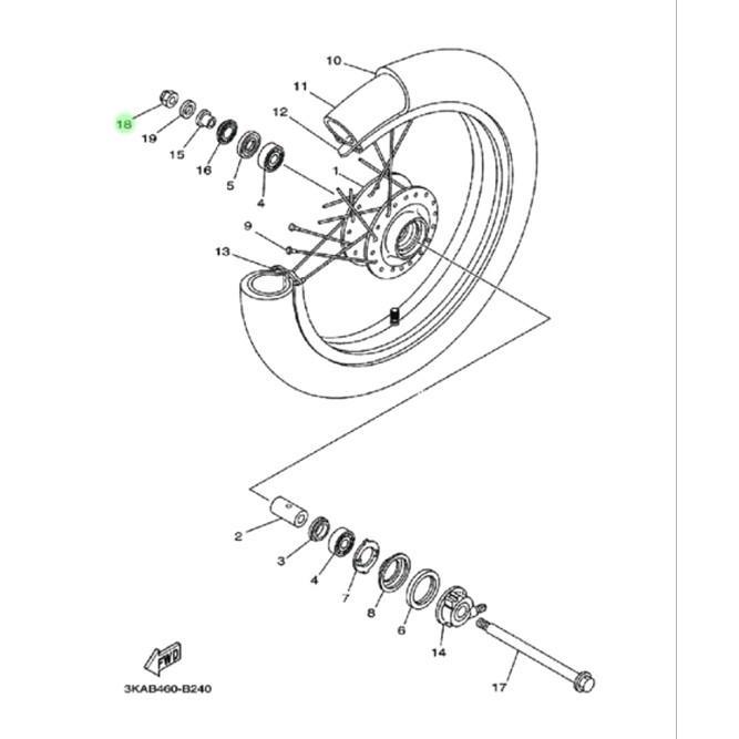 WTFT- Mur Set As Roda Depan Dan Belakang Rx King, Rxs, Yt115, Vixion, Scorpio Asli Ori