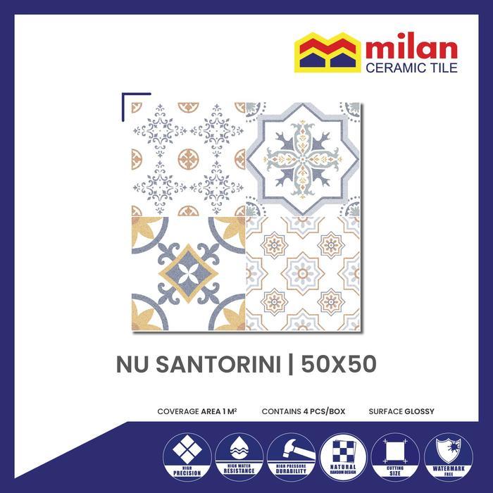 IDXXX- Milan Nu Santorini 50X50 Keramik Lantai Motif Vintage Classic Glossy
