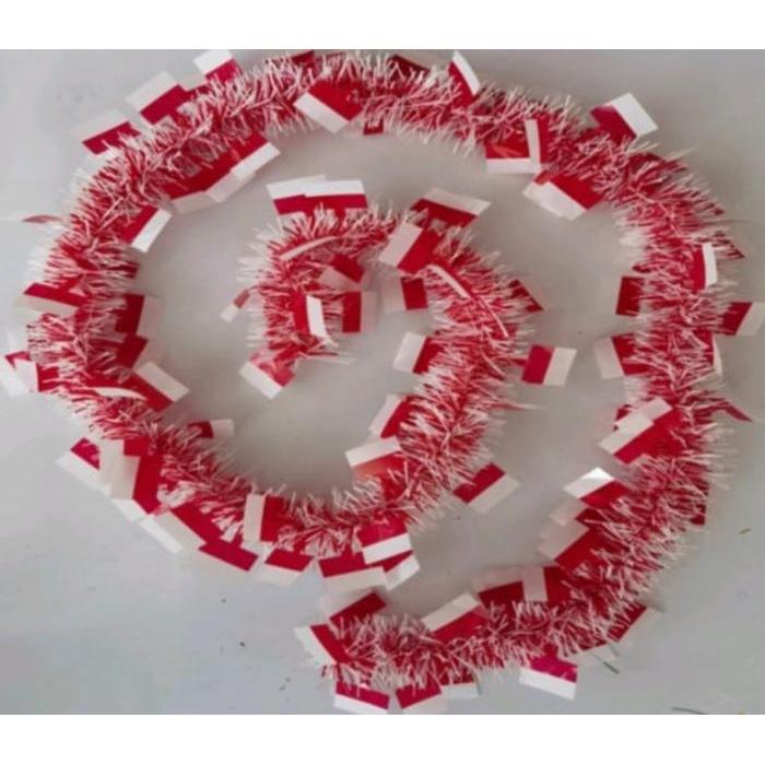 Slinger Rumbai Hiasan HUT RI Panjang 2 Meter / Slinger Merah Putih