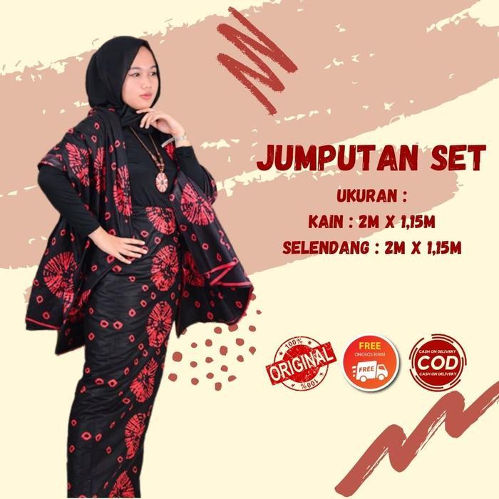 (COD) KAIN JUMPUTAN SET HITAM MERAH