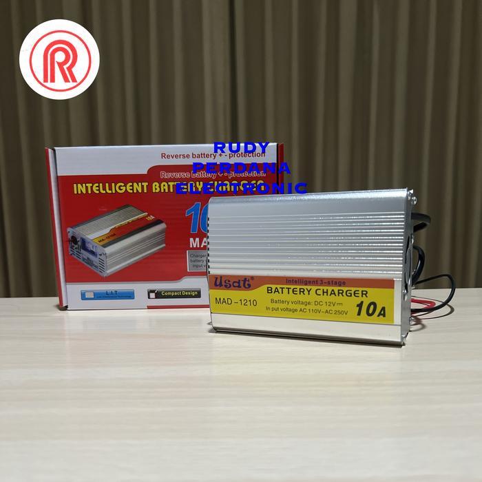 CHARGER AKI DC 12V AC 100-250V 10 AMPERE USAT MA-1210 MOBIL MOTOR