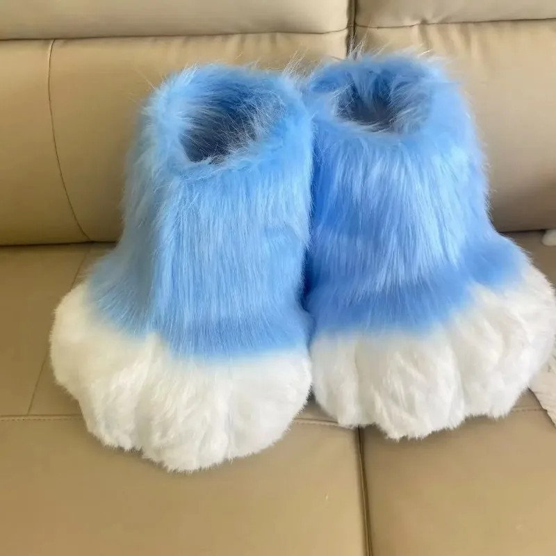 Fluffy Kig Fursuit Cosplay Paw Shoes Furry Fursuit Cosplay Rubbit Cat Boots Cute Animal Manga Party