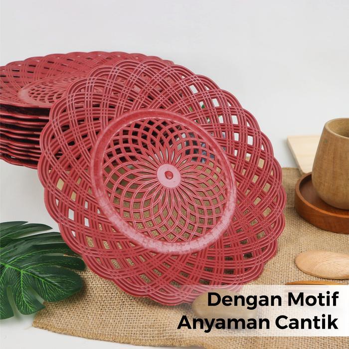 nozv- Piring Rotan Plastik Buah Bunga - Piring Plastik Rotan - Dv