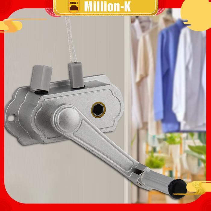 Terbaru - Engkol Jemuran Baju Lifting Kanopi Sliding Hanger Aluminium Gantungan Pakaian Atap Plafon