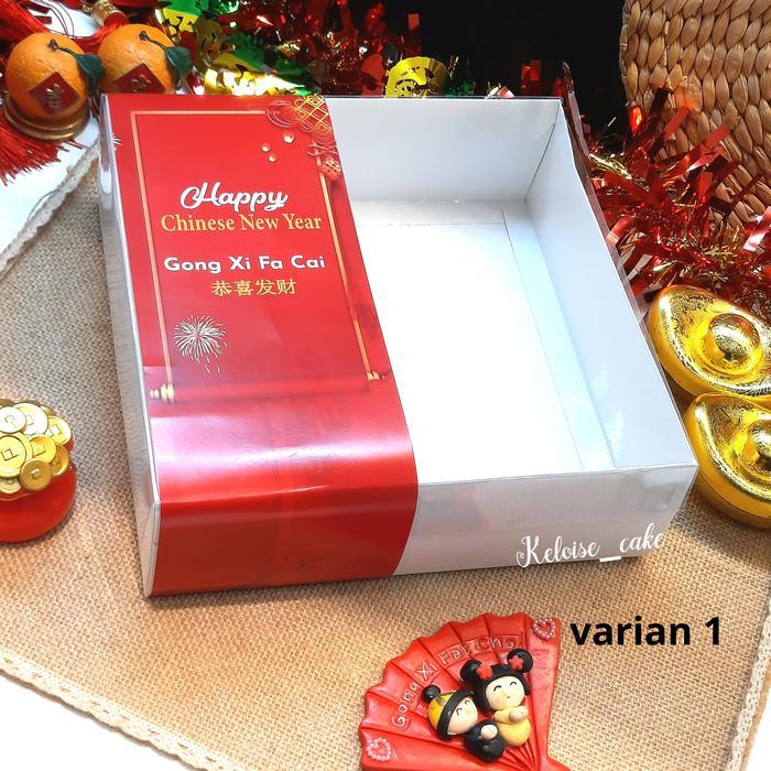 Box/Dus Kue Tutup Mika (Ukr 22X22X7) + Imlek/Cny Paperbelt