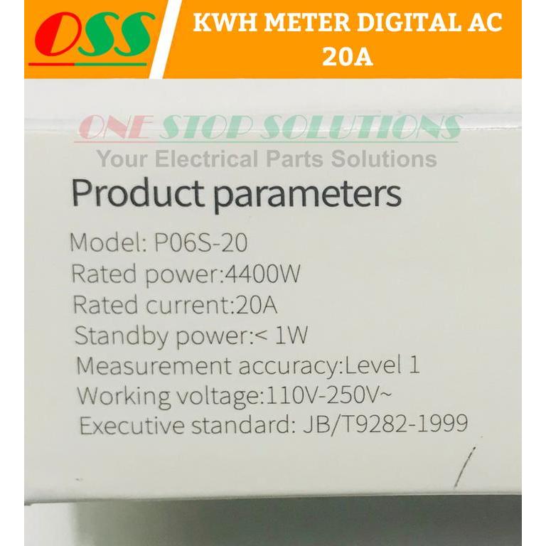 Kwh Meter Digital Ac 20A Wattmeter Voltmeter Ammeter Energi Lcd Combo