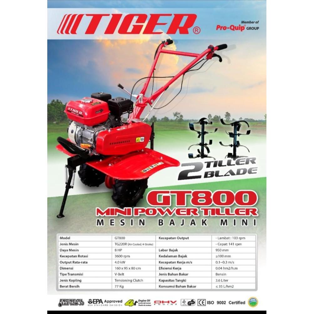 Mesin Traktor Sawah Bajak Mini Power Tiller GT800 GT 800 singkal