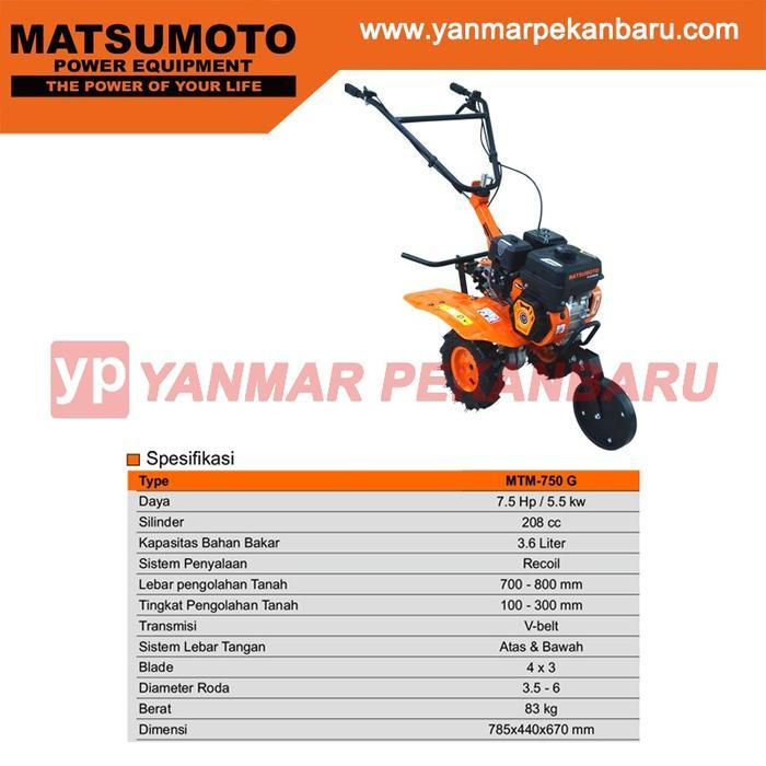 Mesin Bajak Sawah / Traktor Tangan / Mini Tiller MTM 750 G MATSUMOTO