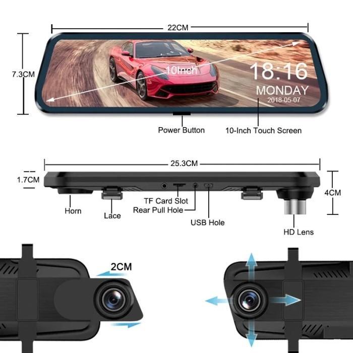 KAMERA MOBIL DASHCAM DVR 10 INCH SEPION CAMERA DEPAN BELAKANG CCTV